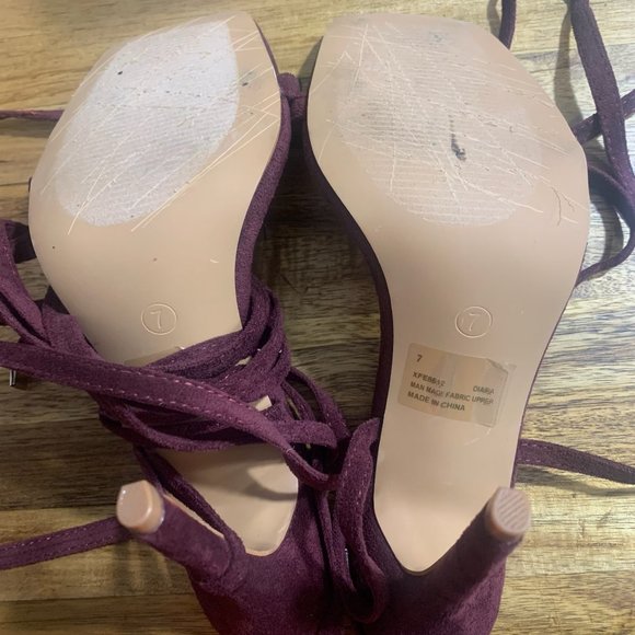 CAPE ROBBIN DIARA WRAP-AROUND ANKLE TIE BURGUNDY STILETTO HEELS 7 - Picture 5 of 6